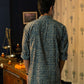 The Muslin Navy Blue All-Over Butti Foil Print Long Kurta