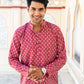 Man Wearing Pink Color Short Kurta With Floral Butti Print
