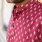 Close-up view of Men's pink short kurta with Floral Print
