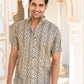  Off-White And Olive Green Tribal Print Shirt