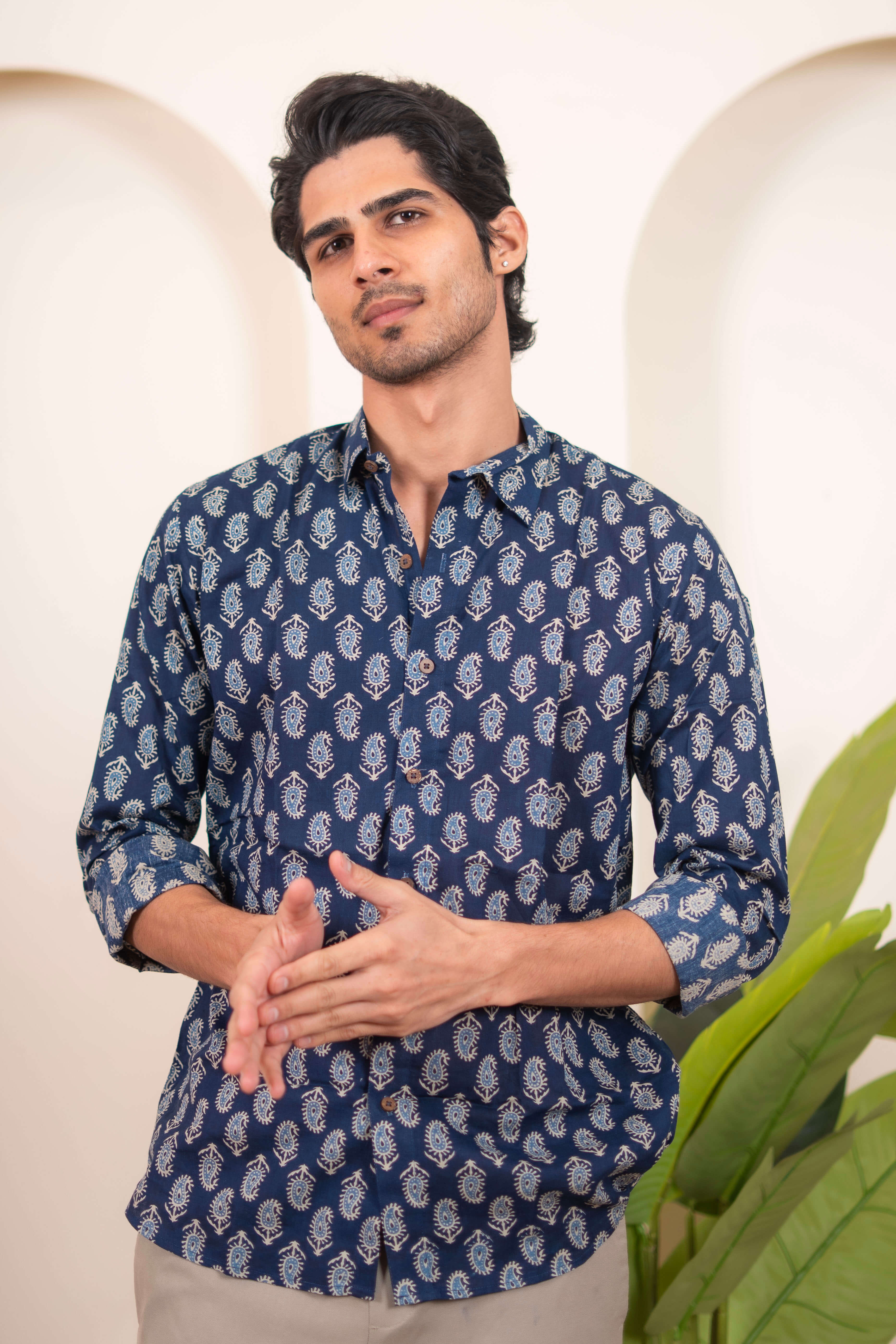 The Dark Blue Floral Paisley Shirt