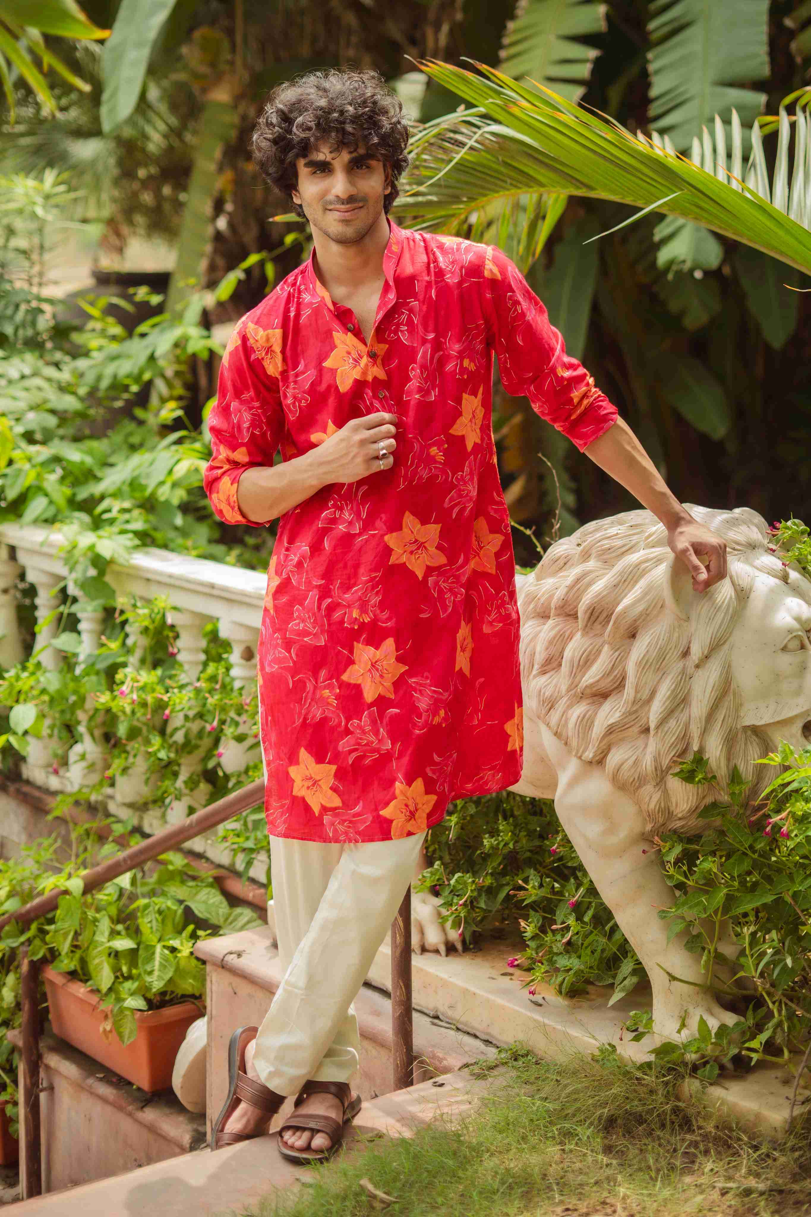 The Radiant Rose Floral Long Kurta