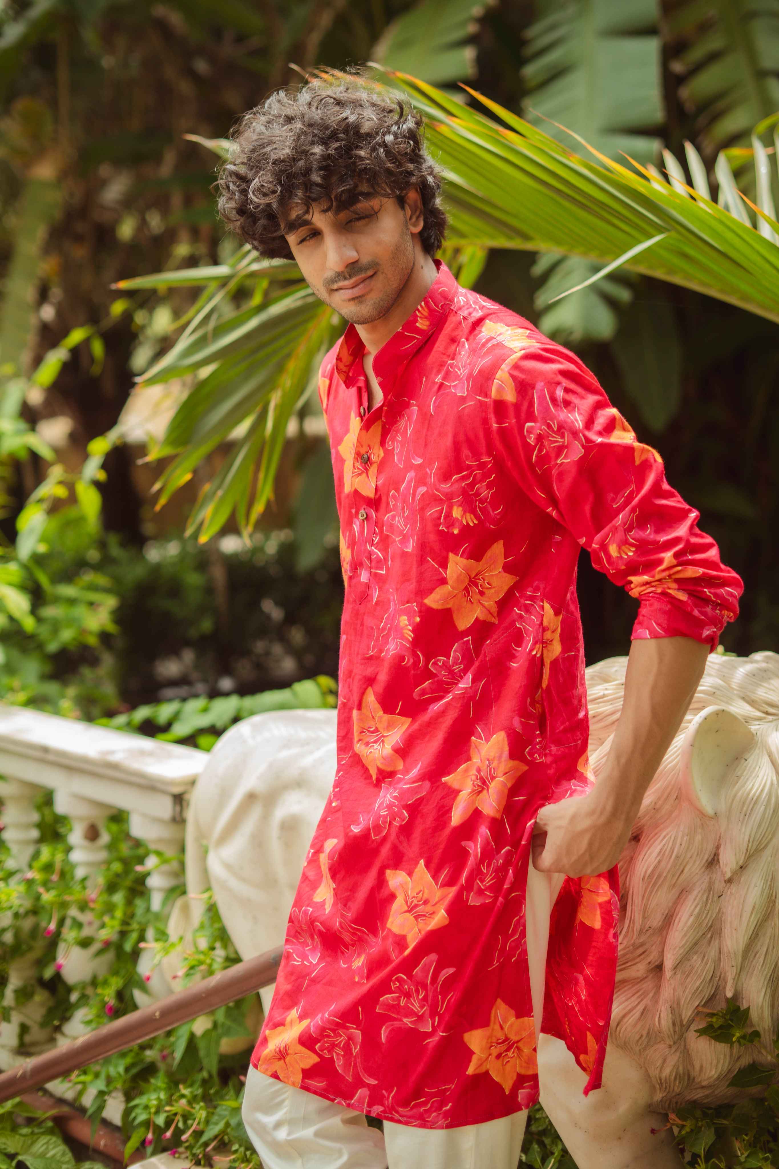 The Radiant Rose Floral Long Kurta