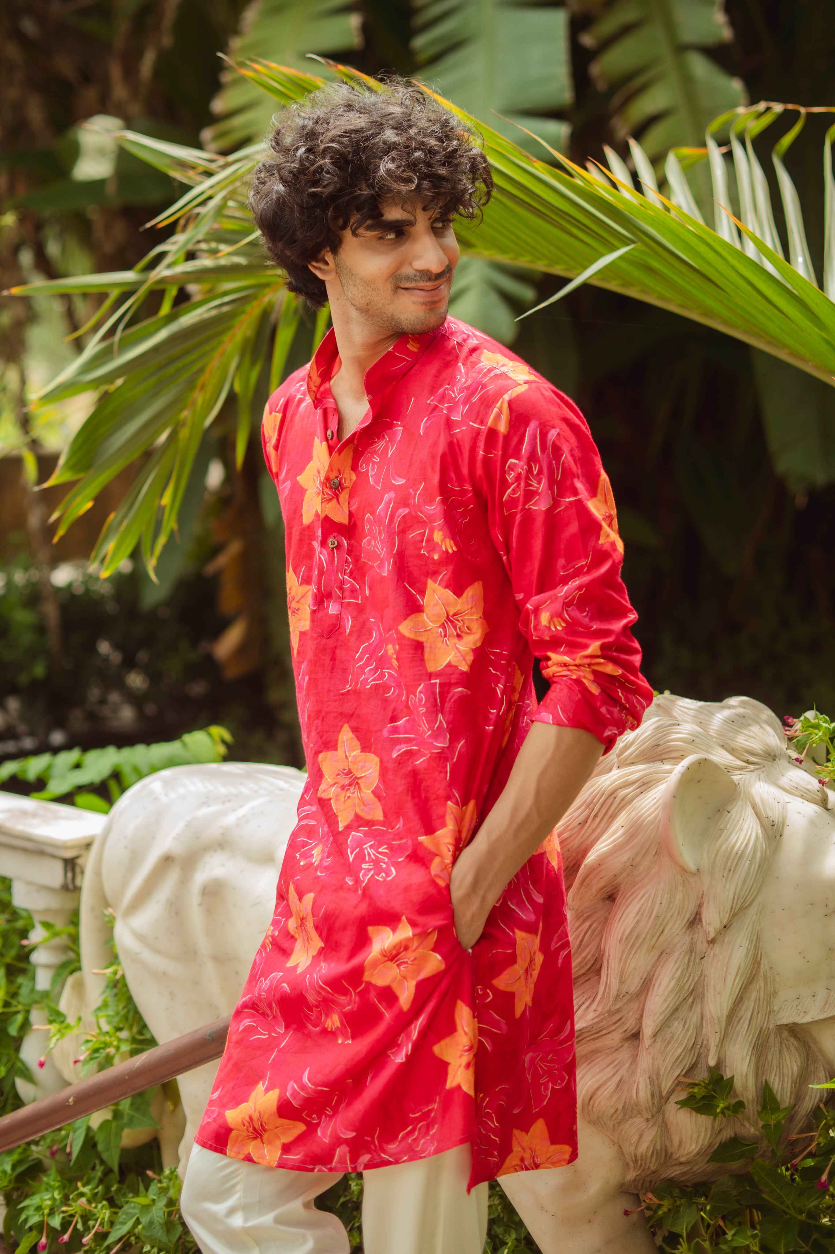 The Radiant Rose Floral Long Kurta