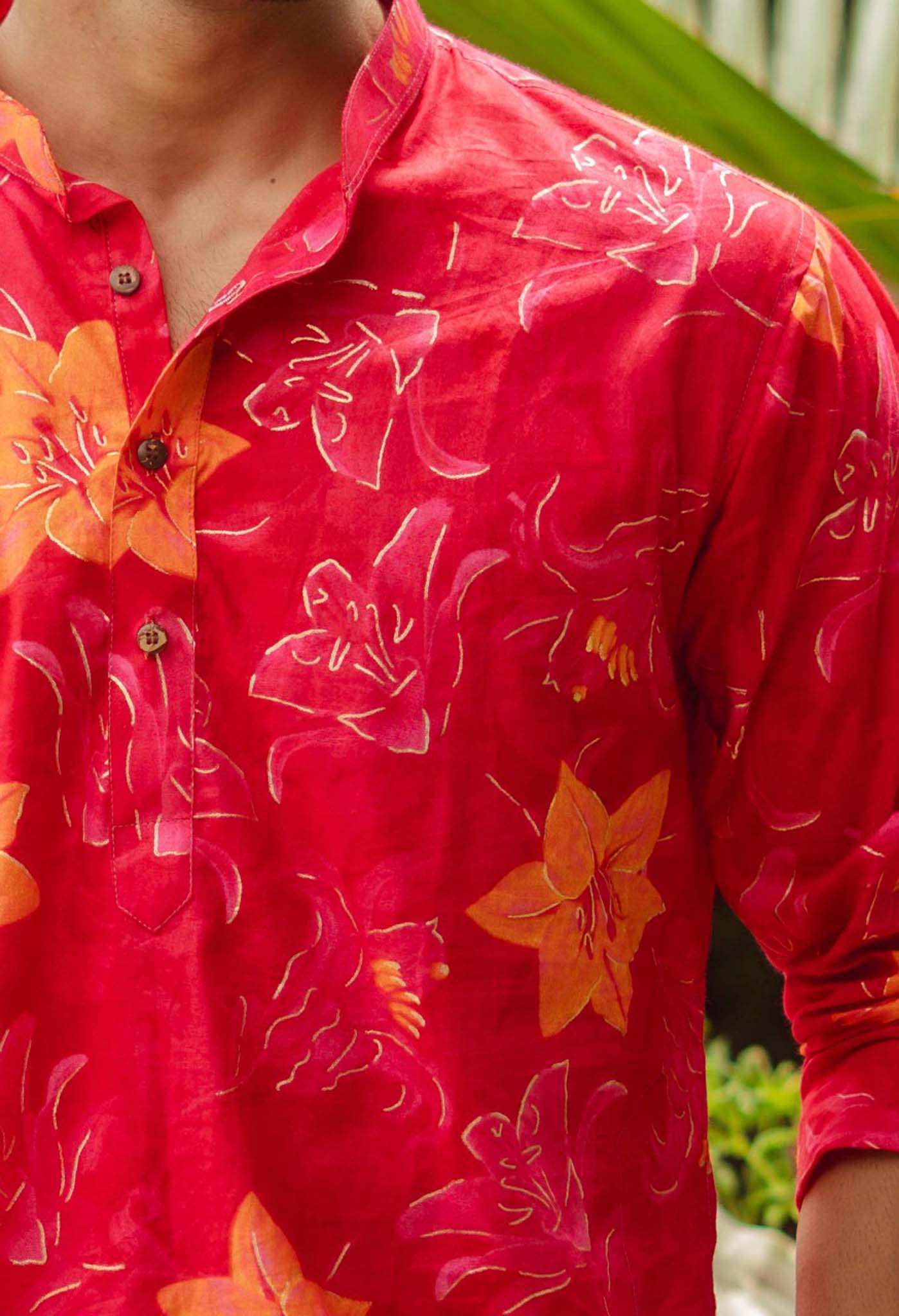 The Radiant Rose Floral Long Kurta