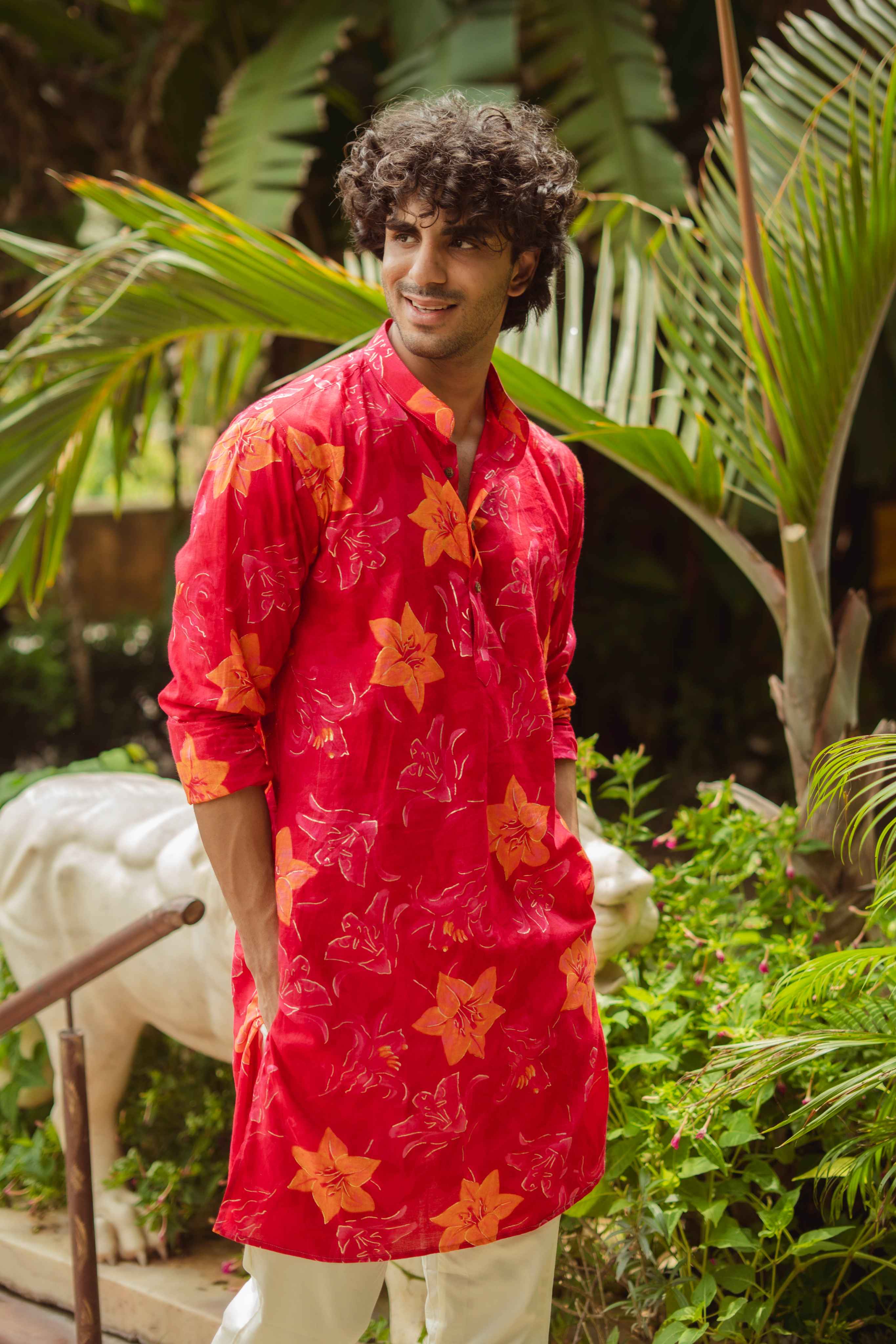 The Radiant Rose Floral Long Kurta