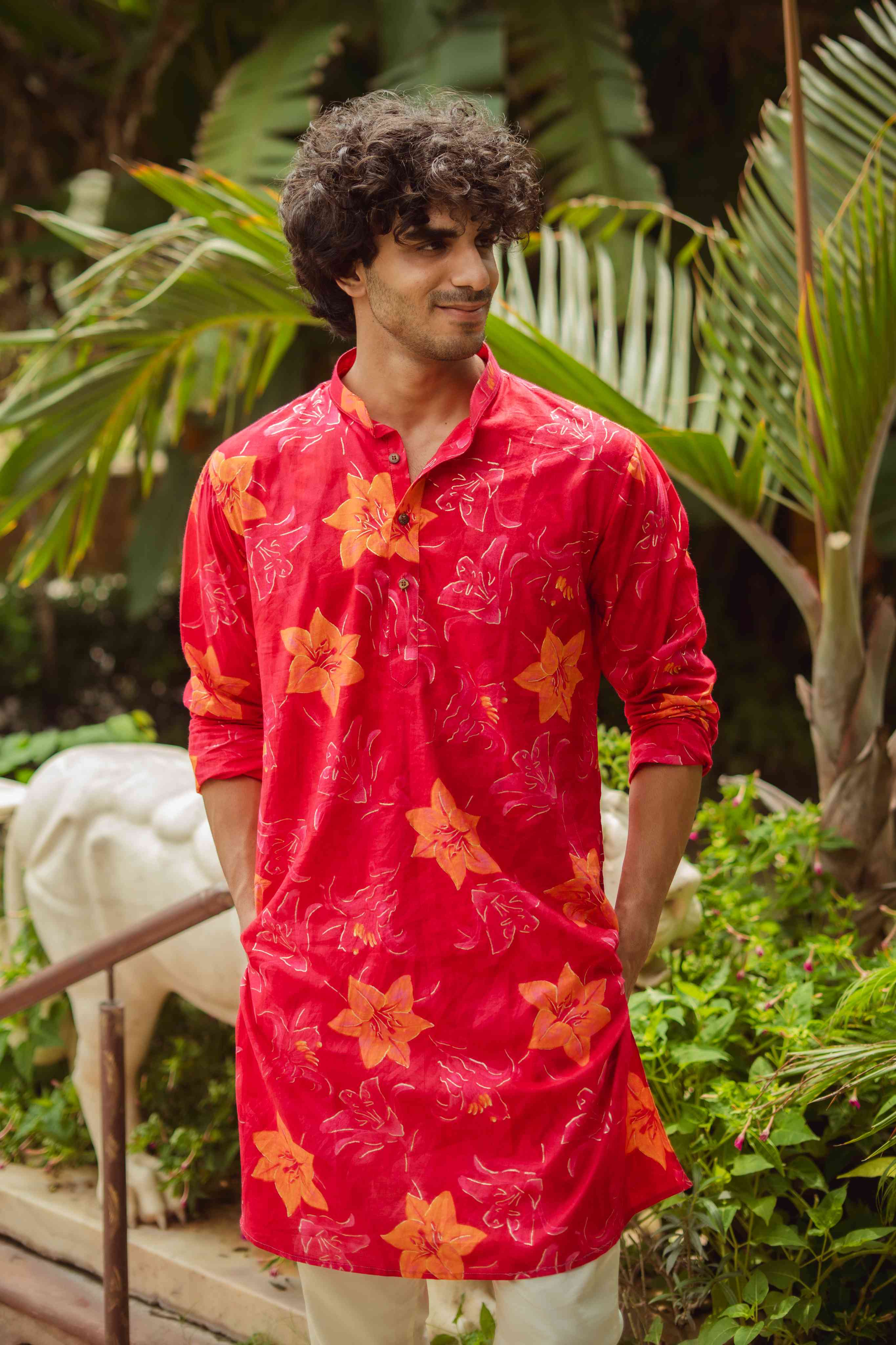 The Radiant Rose Floral Long Kurta
