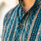 The Dark Green And Brown Tribal Stripe Print Short Kurta