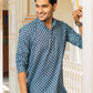 Navy blue short kurta for men