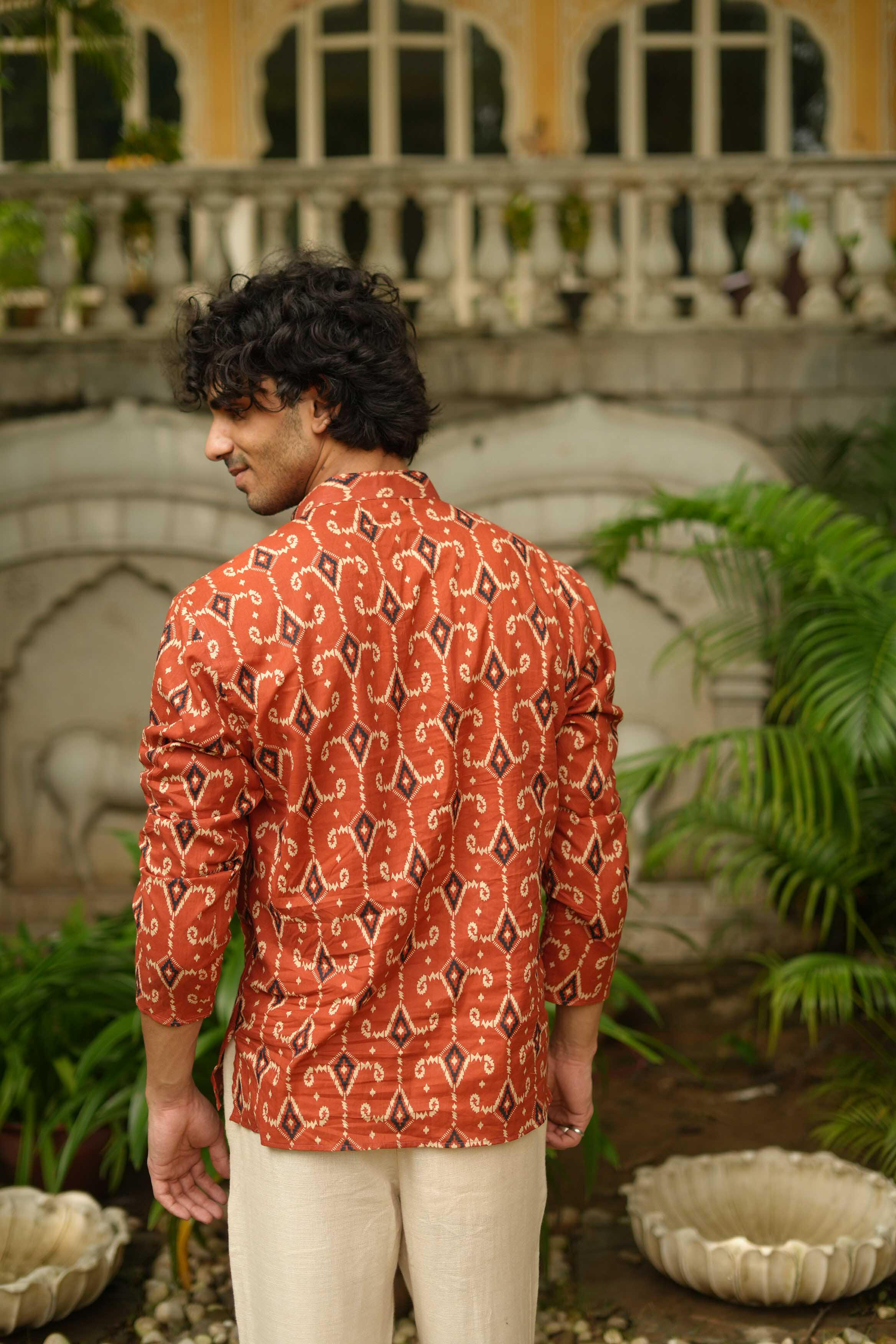The All Over Ikat Print Short Kurta