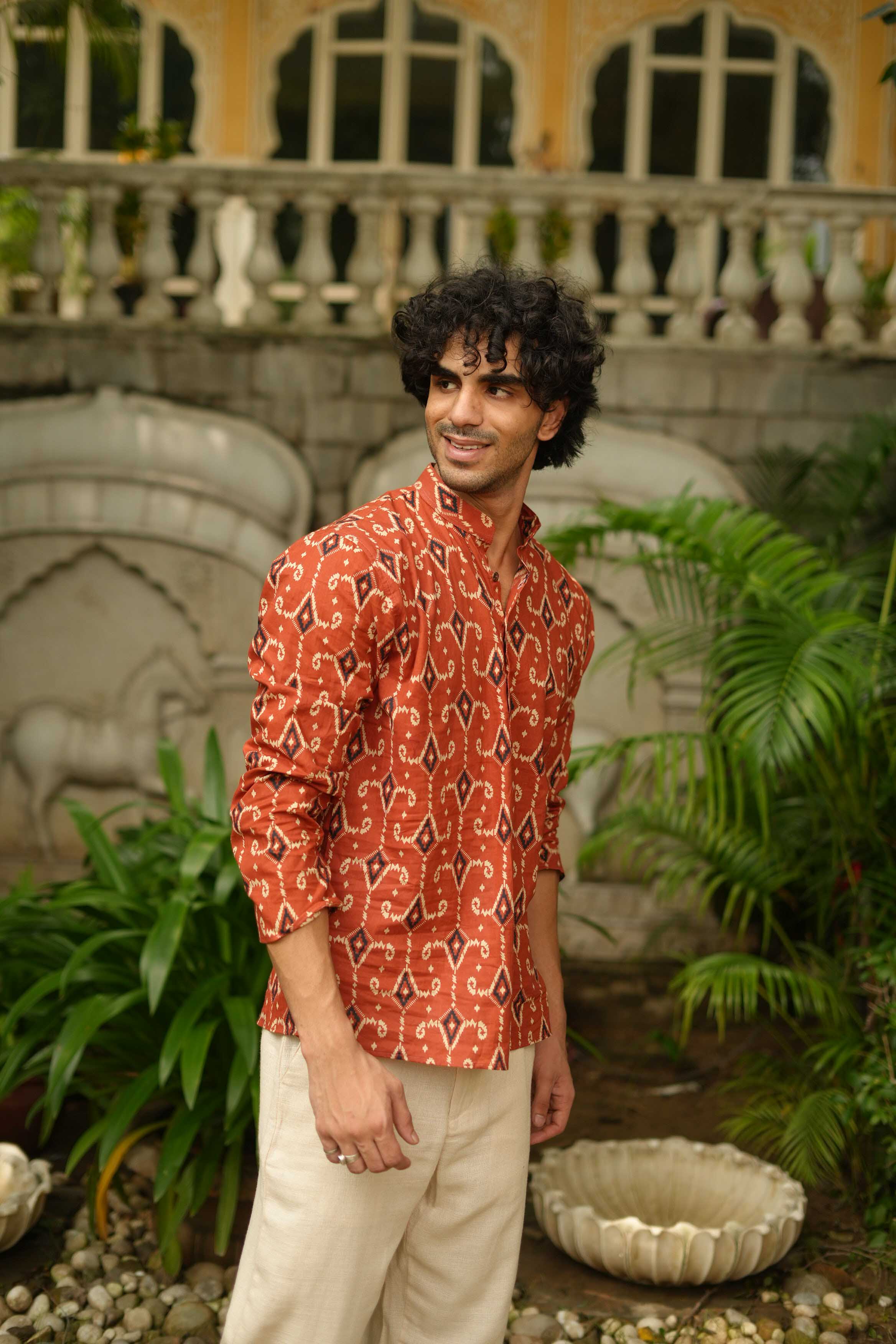 The All Over Ikat Print Short Kurta