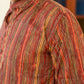 The Red And Brown Tribal Stripe Print Short Kurta