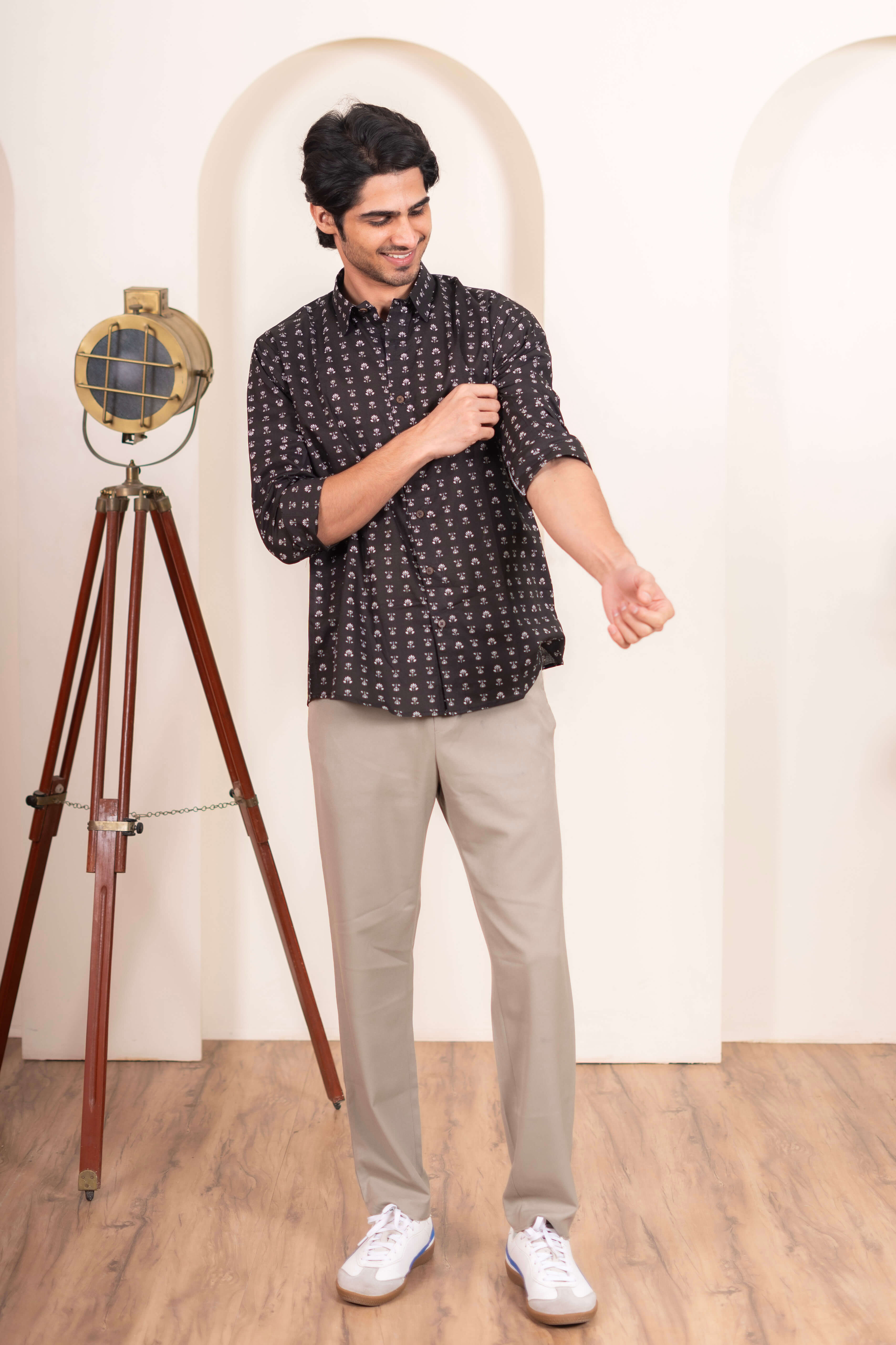 The Black White Floral Butti Shirt