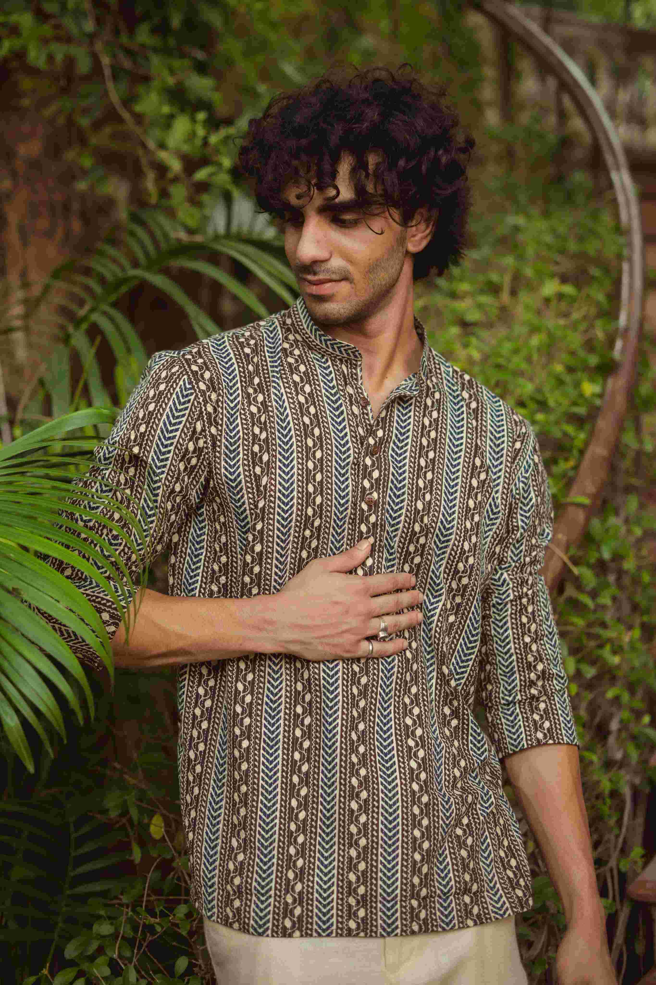 The Rustic Chevron Print Short Kurta
