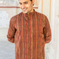 The Red And Brown Tribal Stripe Print Short Kurta