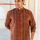 The Red And Brown Tribal Stripe Print Short Kurta