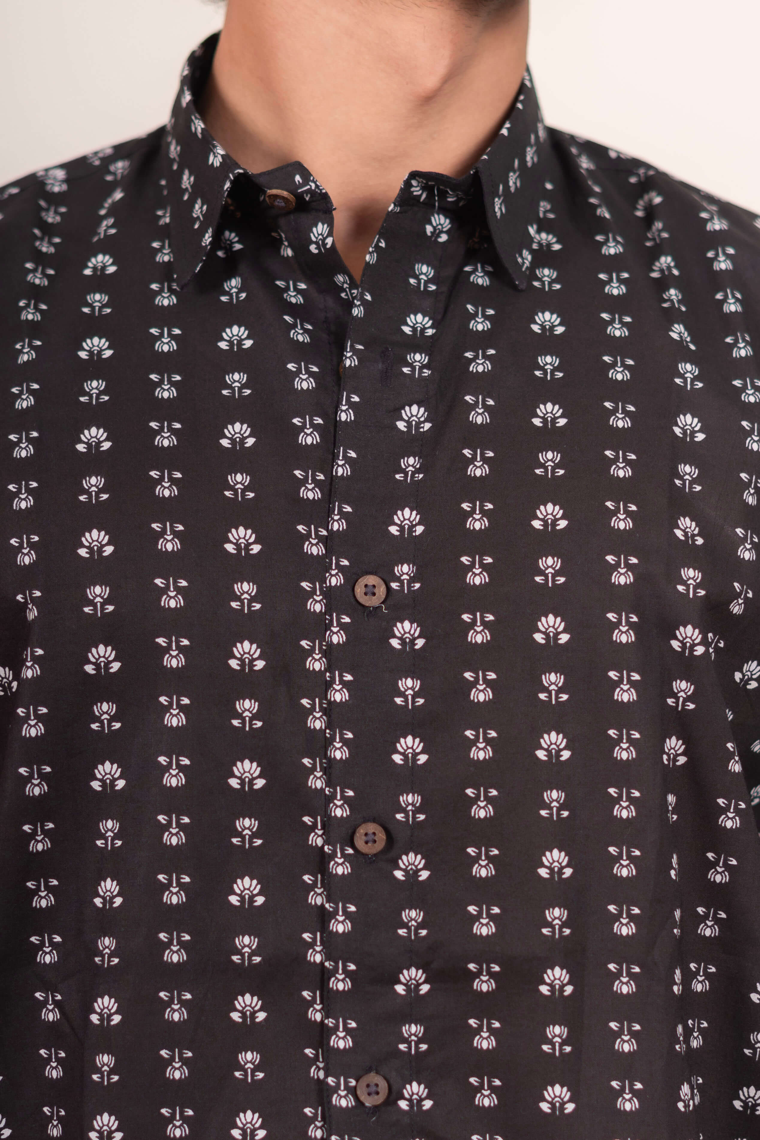 The Black White Floral Butti Shirt