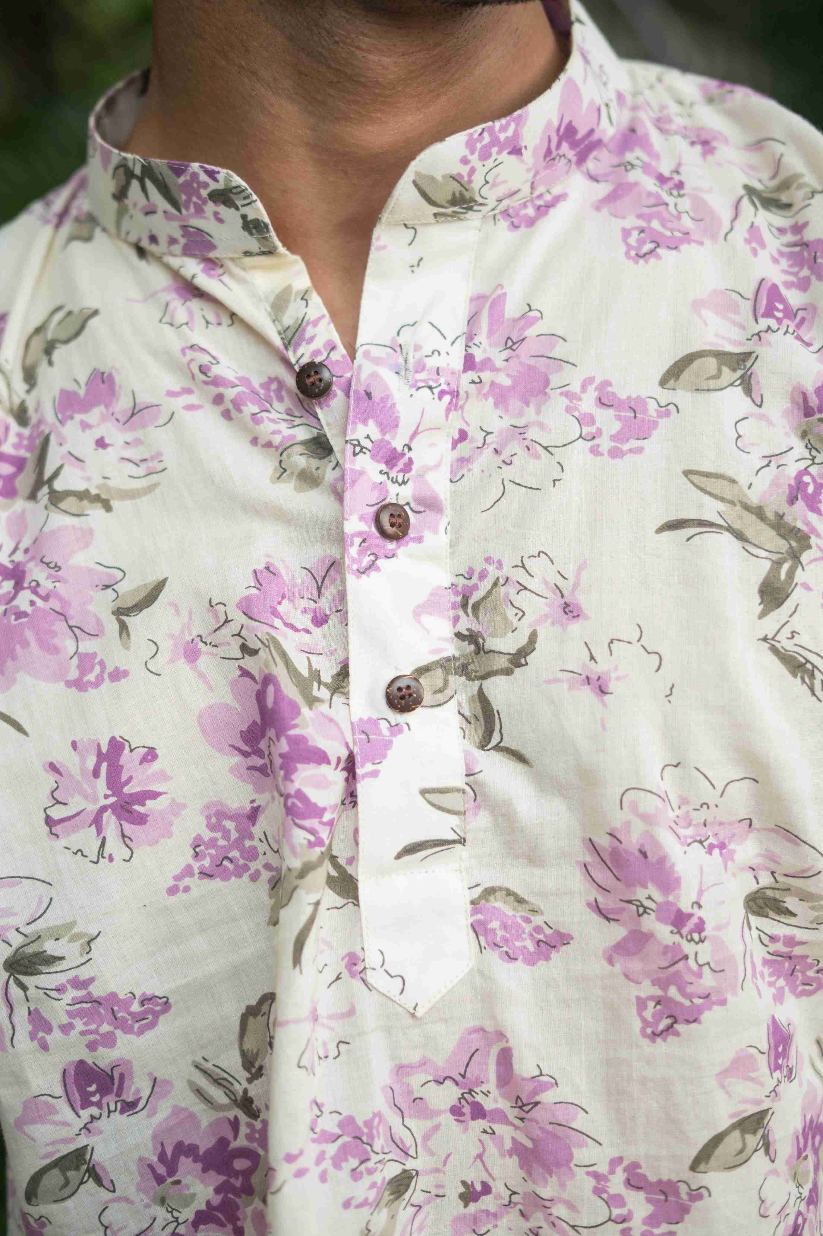 The Lavender Blossom Print Short Kurta