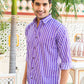 The Light Purple Floral Stripe Print Shirt