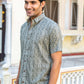 The Grey Tribal-Floral Print Half Sleeves Shirt