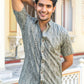 The Grey Tribal-Floral Print Half Sleeves Shirt