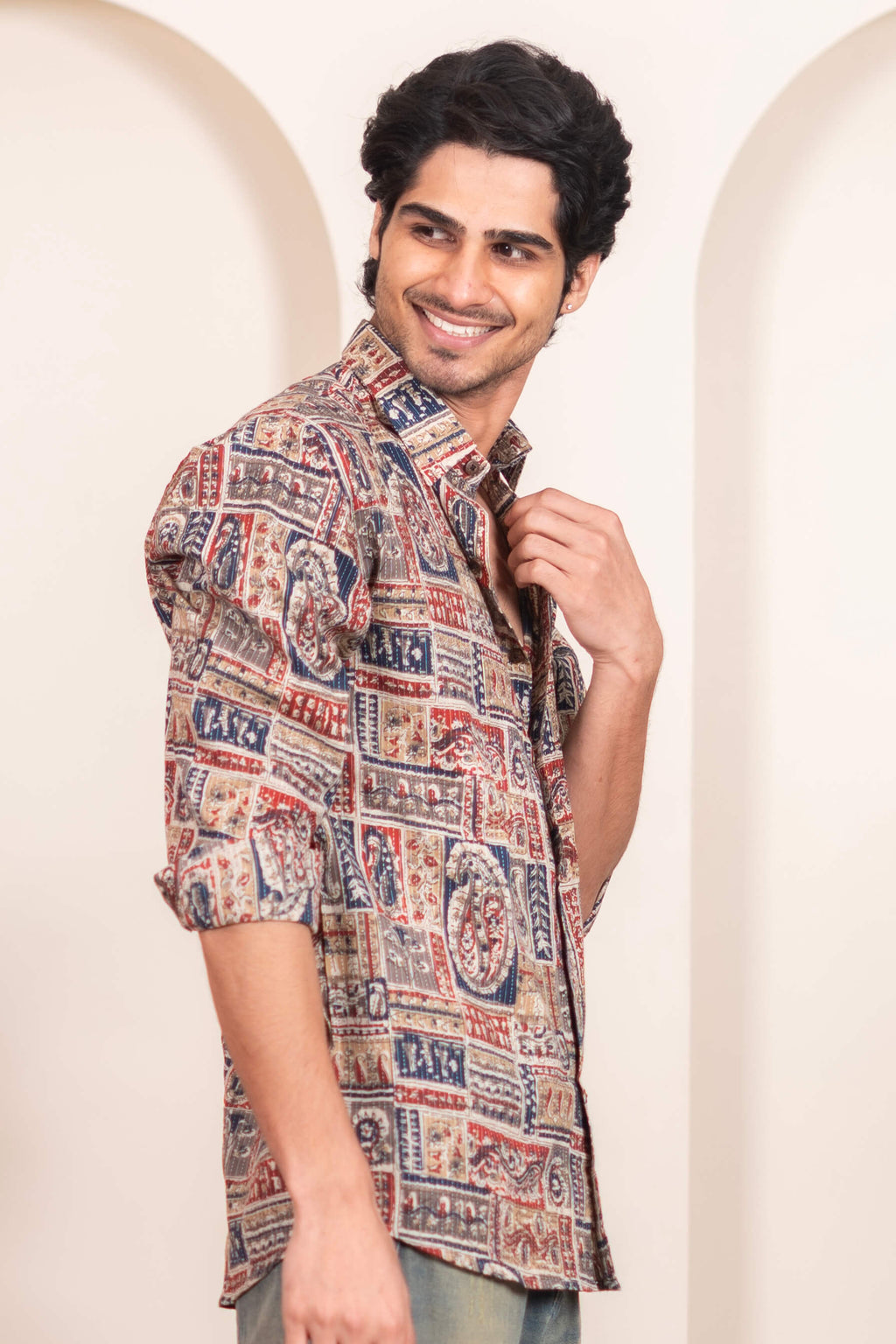The Multicolor Patchwork Kantha Work Shirt