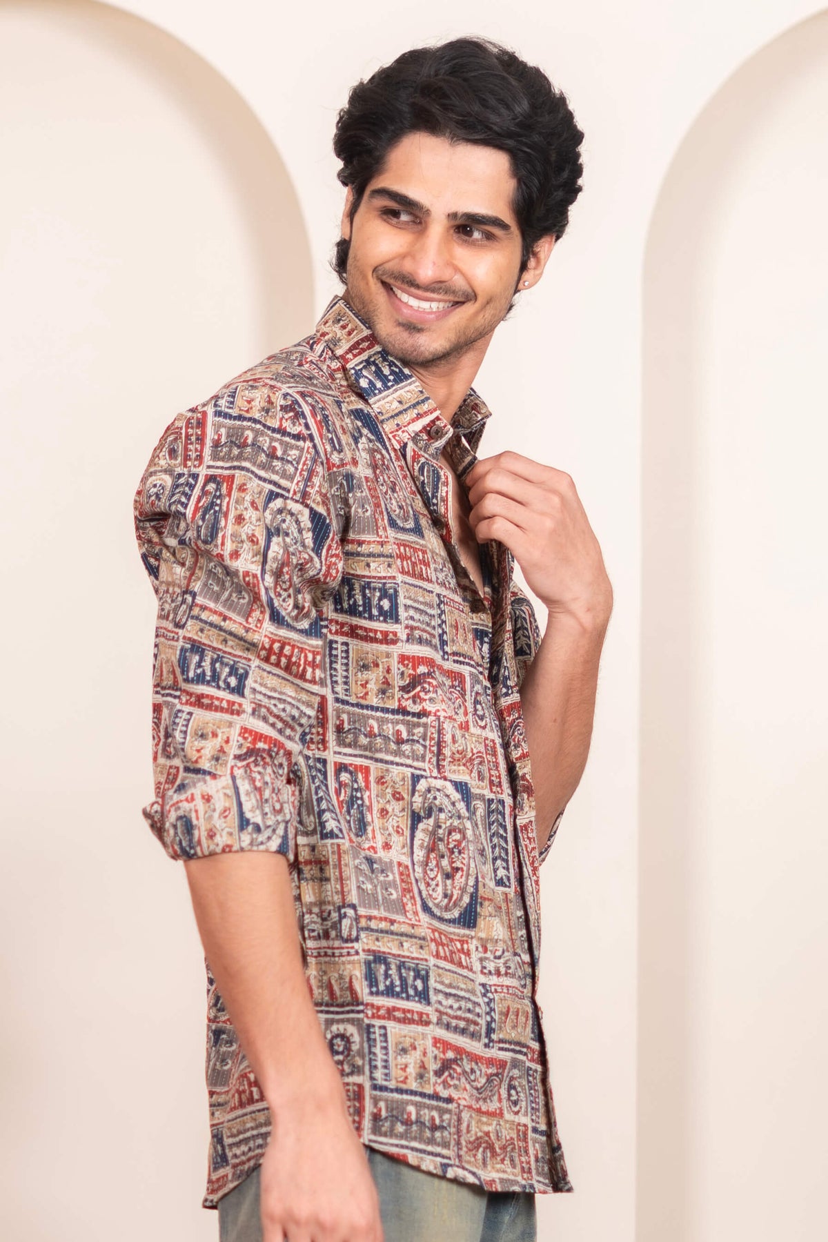The Multicolor Patchwork Kantha Work Shirt