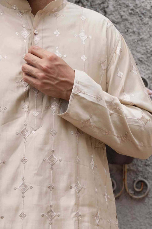 The Beige Diamond Embroidered Long Kurta