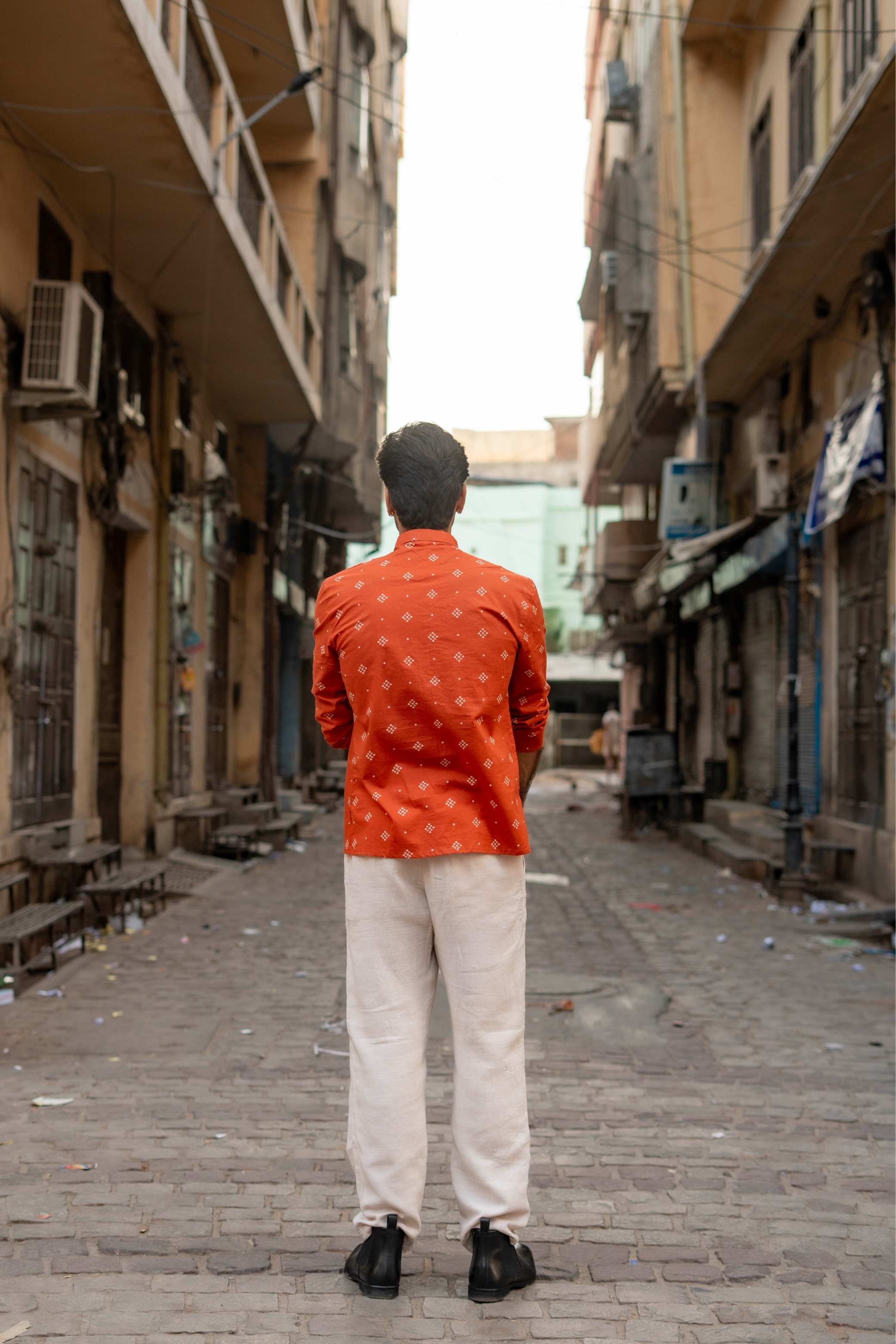 The Rust Orange Bandhej Print Short Kurta