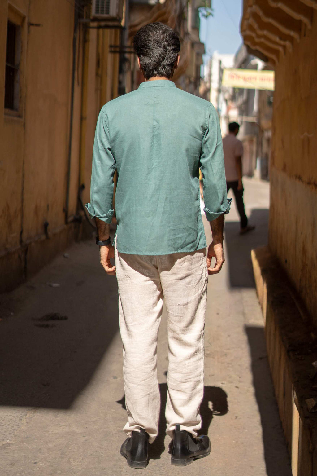 The Pine Green Everyday Linen Short Kurta