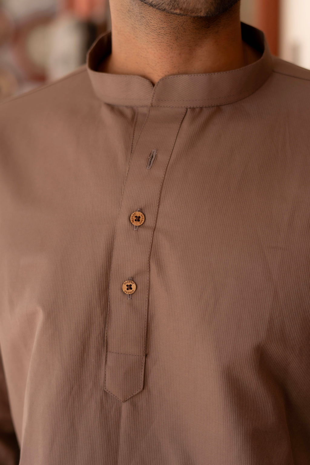 The Cocoa Brown Striped Stretchable Short Kurta