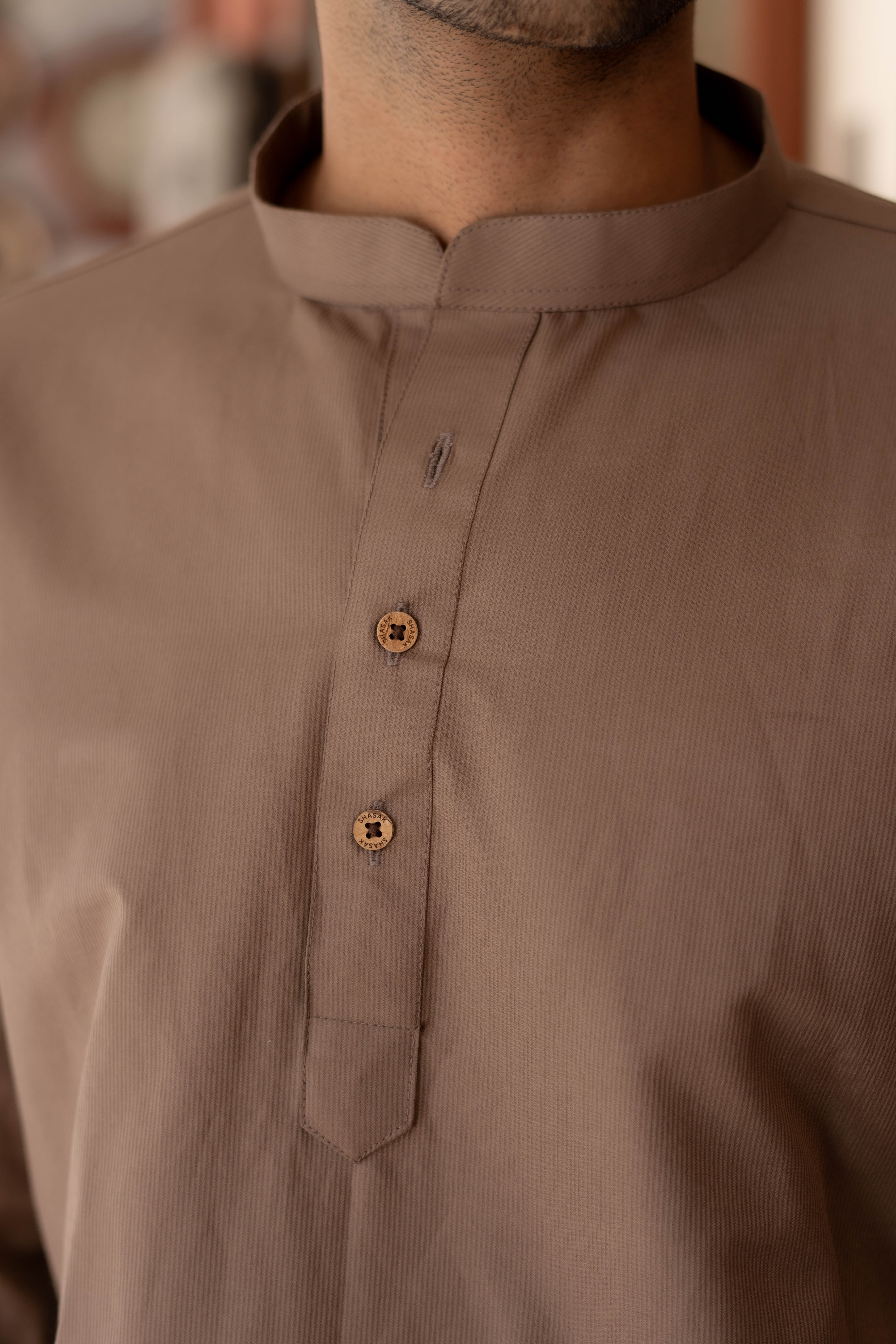 The Cocoa Brown Striped Stretchable Short Kurta