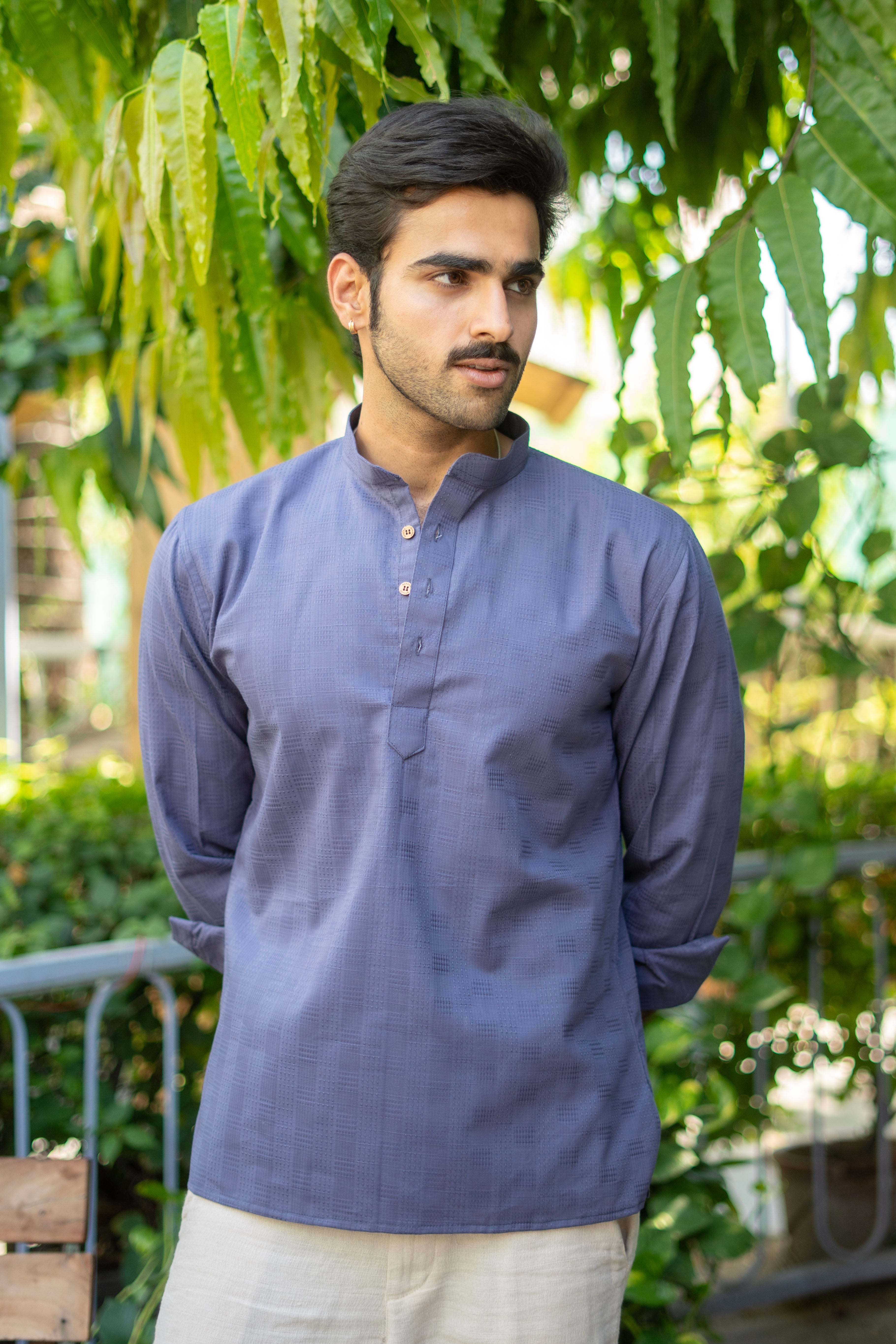 The Dusty Lavender Short Kurta with Self Work