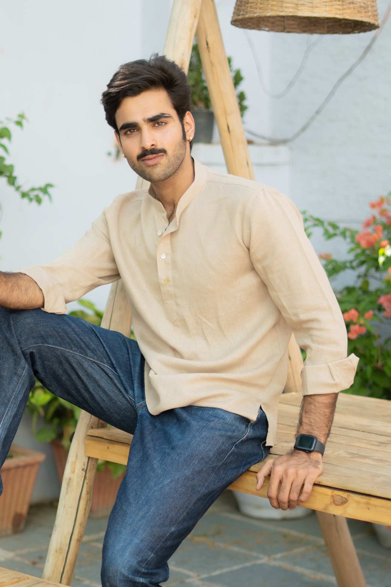 The Natural Beige Everyday Linen Short Kurta