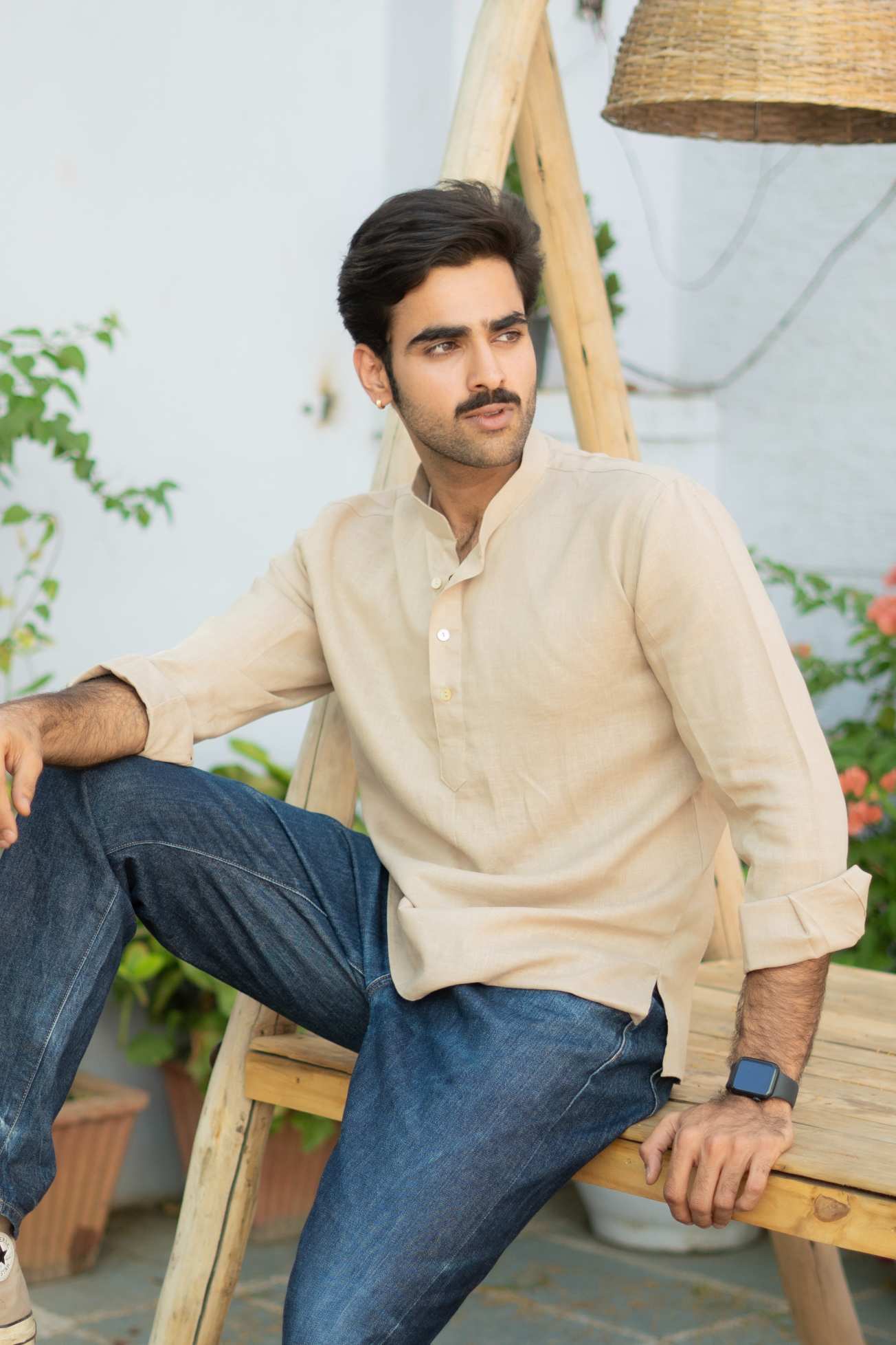 The Natural Beige Everyday Linen Short Kurta