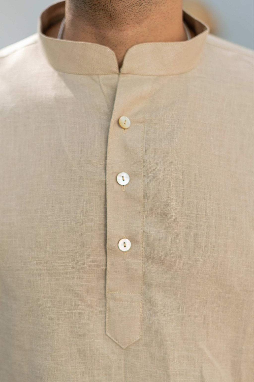 The Natural Beige Everyday Linen Short Kurta