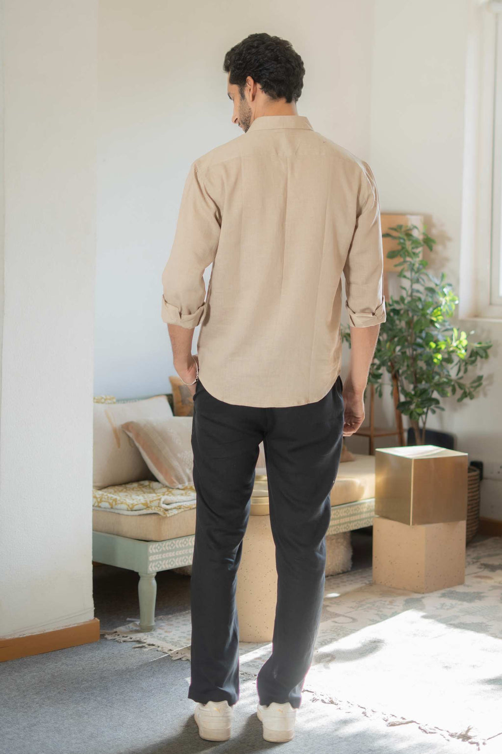 The Natural Beige Everyday Linen Full Sleeves Shirt
