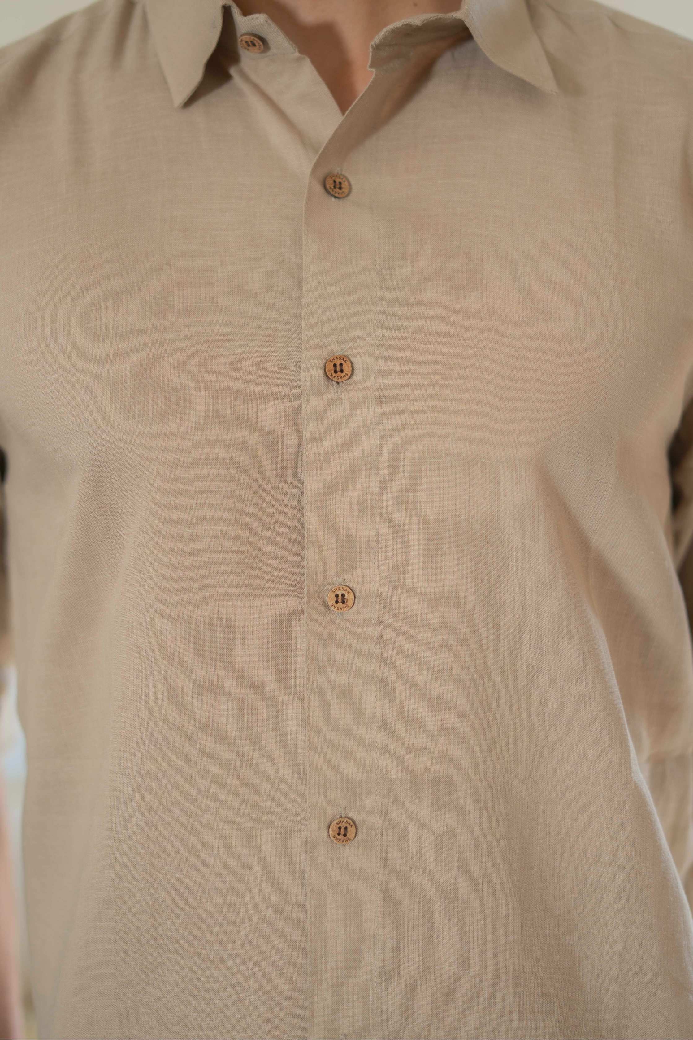 The Natural Beige Everyday Linen Full Sleeves Shirt