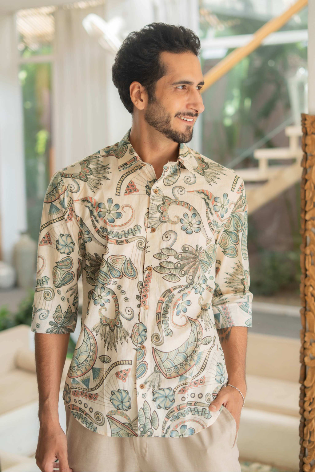 The Ivory Artistic Paisley Full Sleeves Shirt