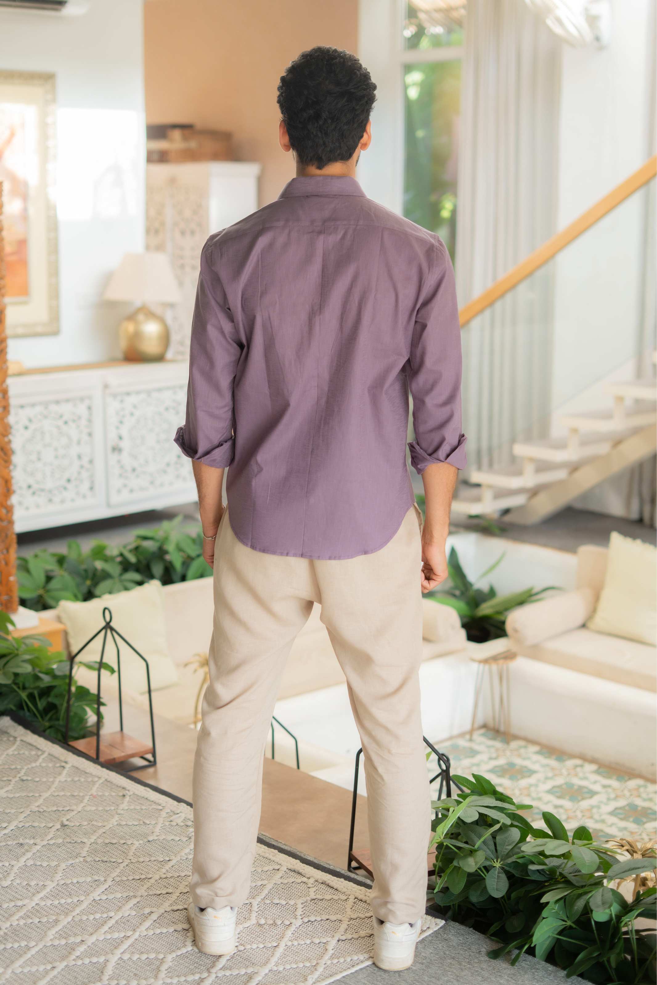 The Rich Purple Linen Look Full Sleeves Shirt