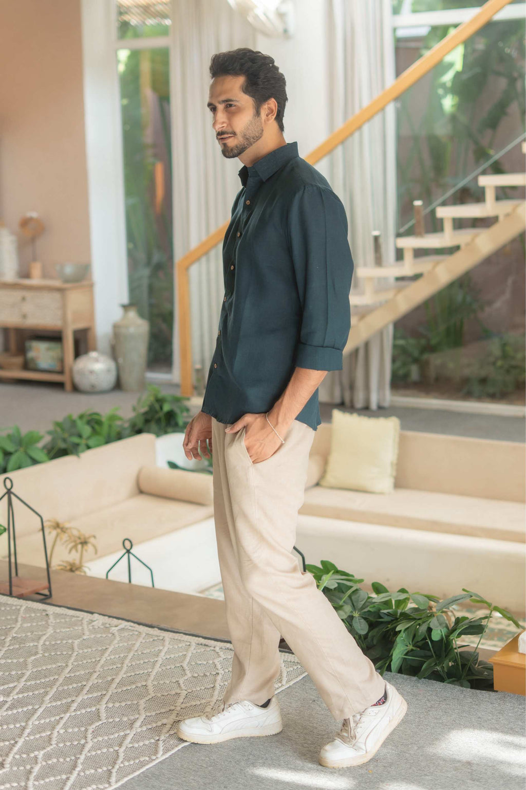 The Cyprus Green Everyday Linen Full Sleeves Shirt
