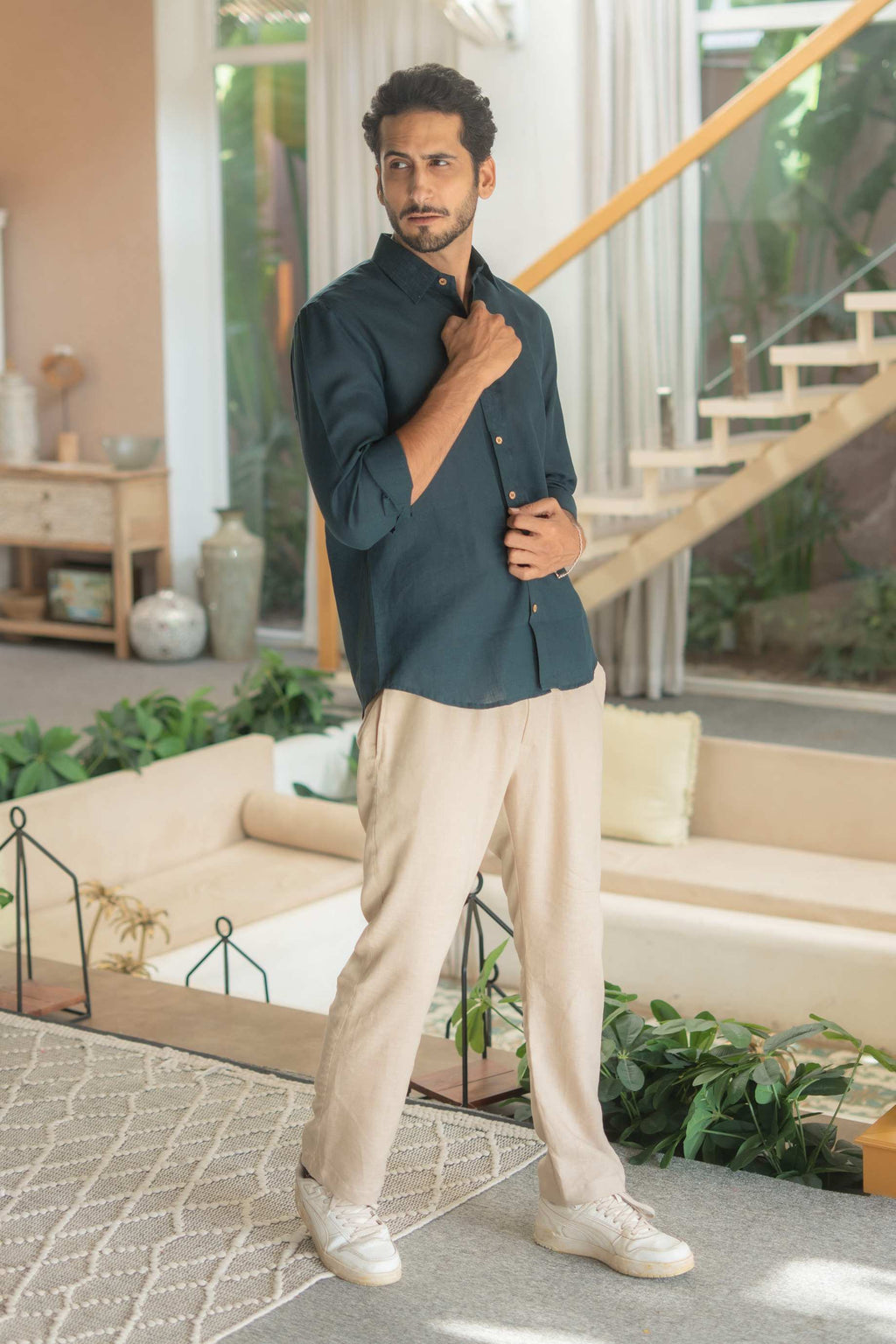 The Cyprus Green Everyday Linen Full Sleeves Shirt