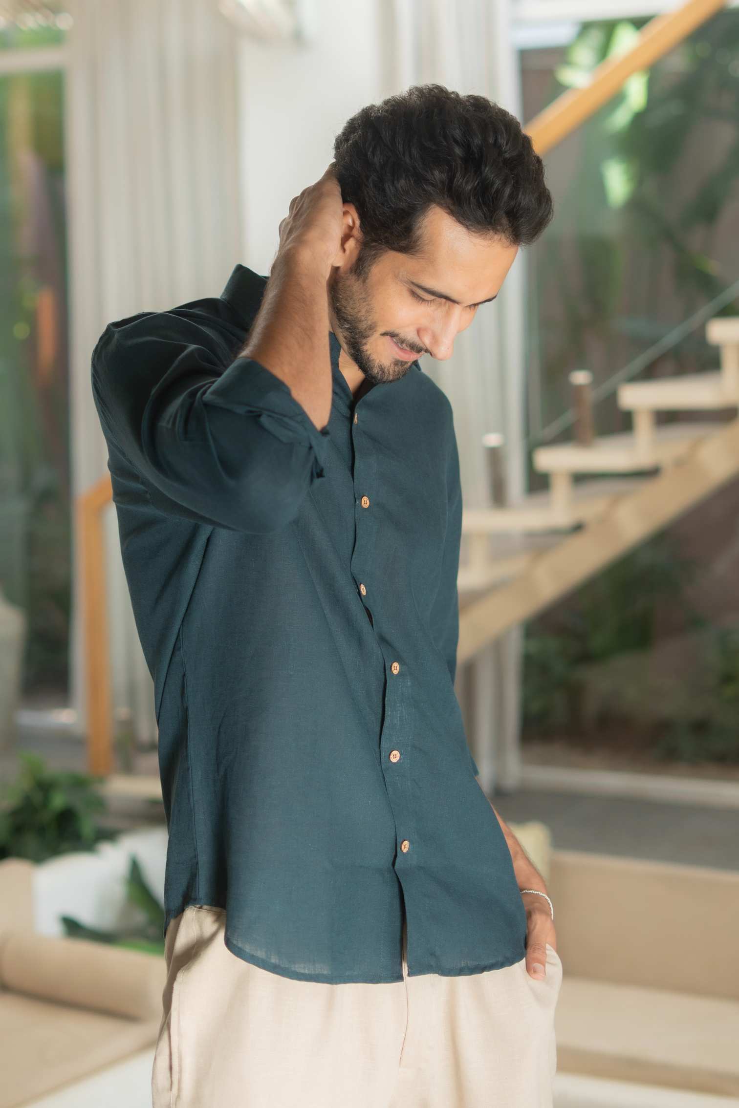 The Cyprus Green Everyday Linen Full Sleeves Shirt