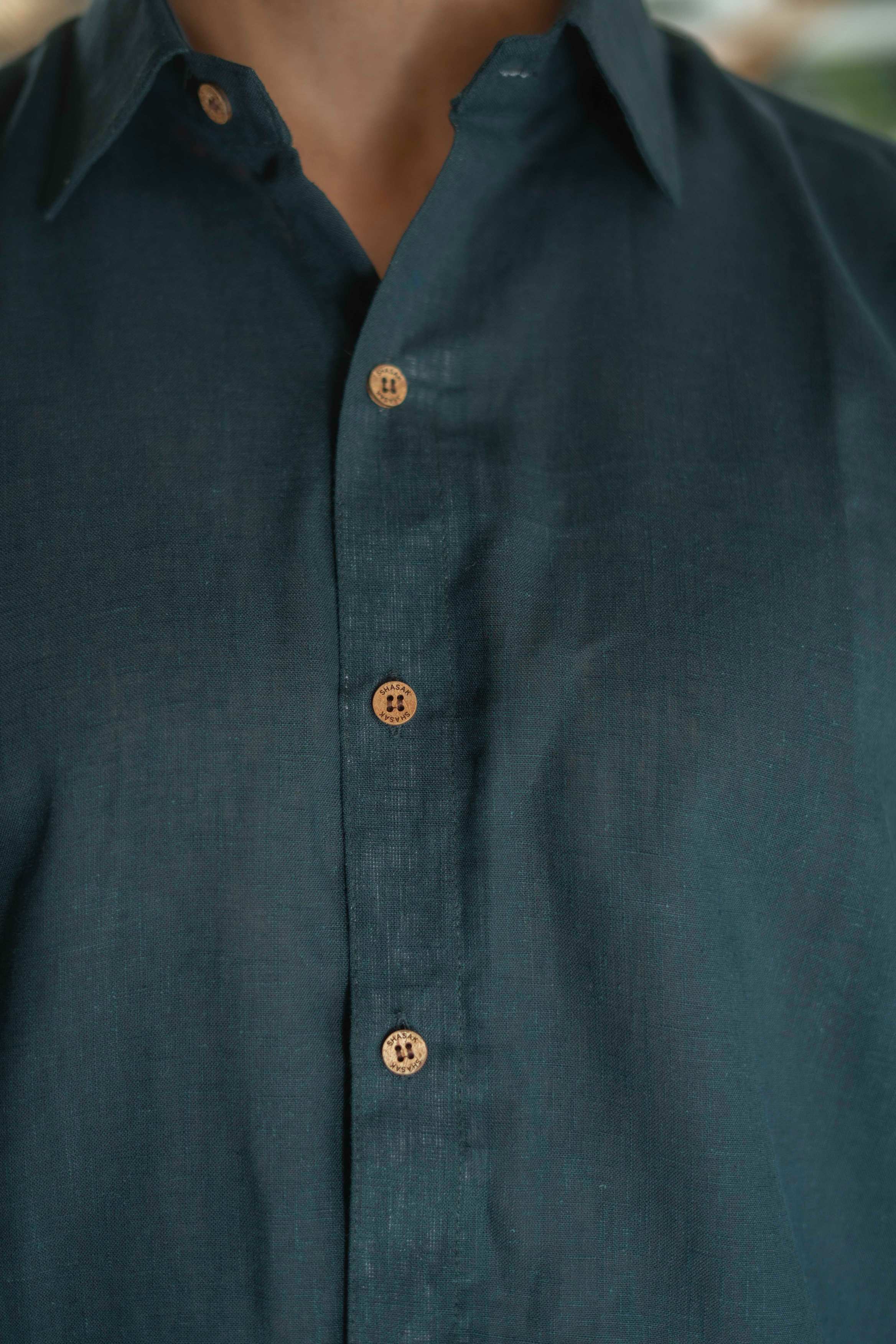 The Cyprus Green Everyday Linen Full Sleeves Shirt