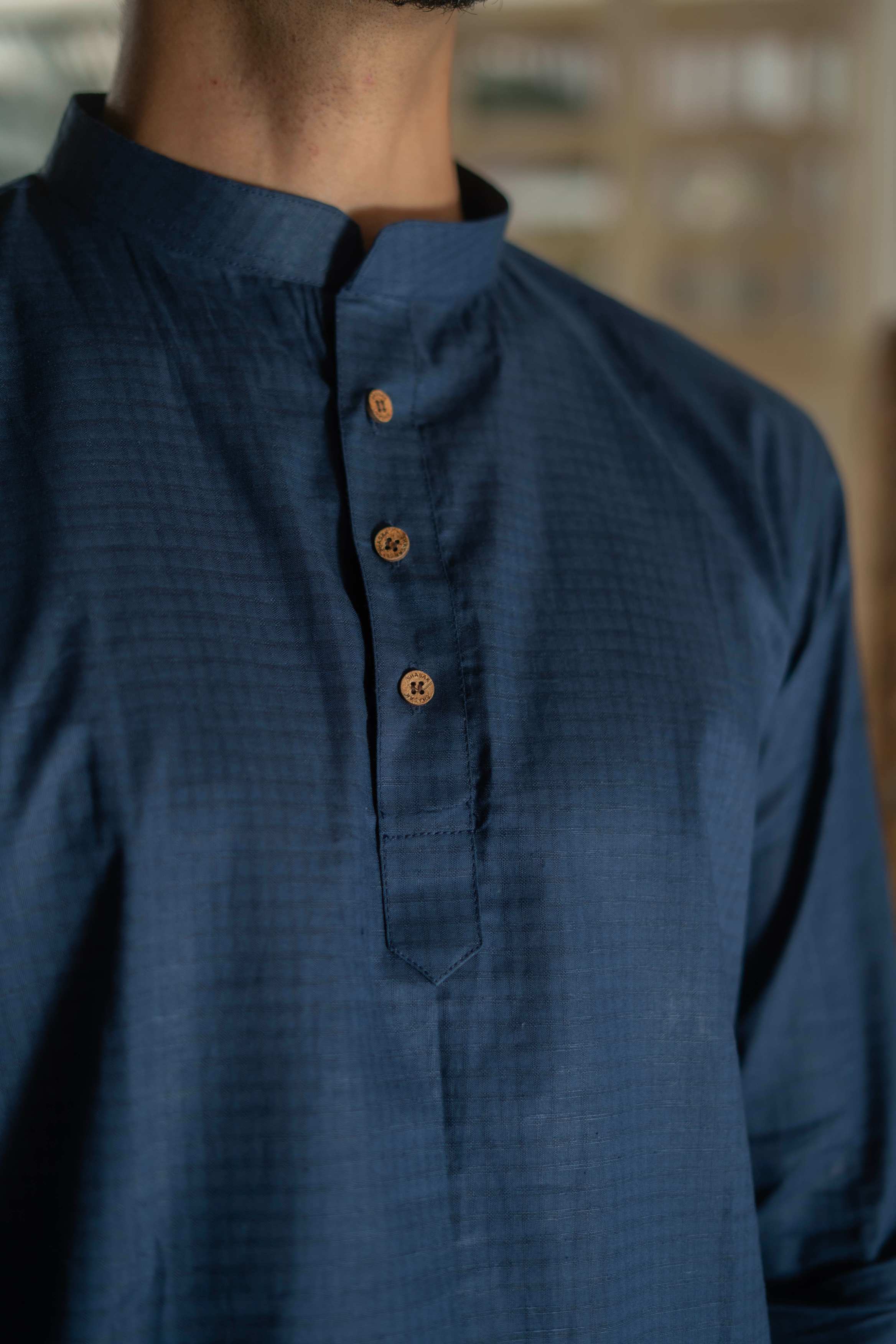 The Cosmic Blue Checkered Short Kurta