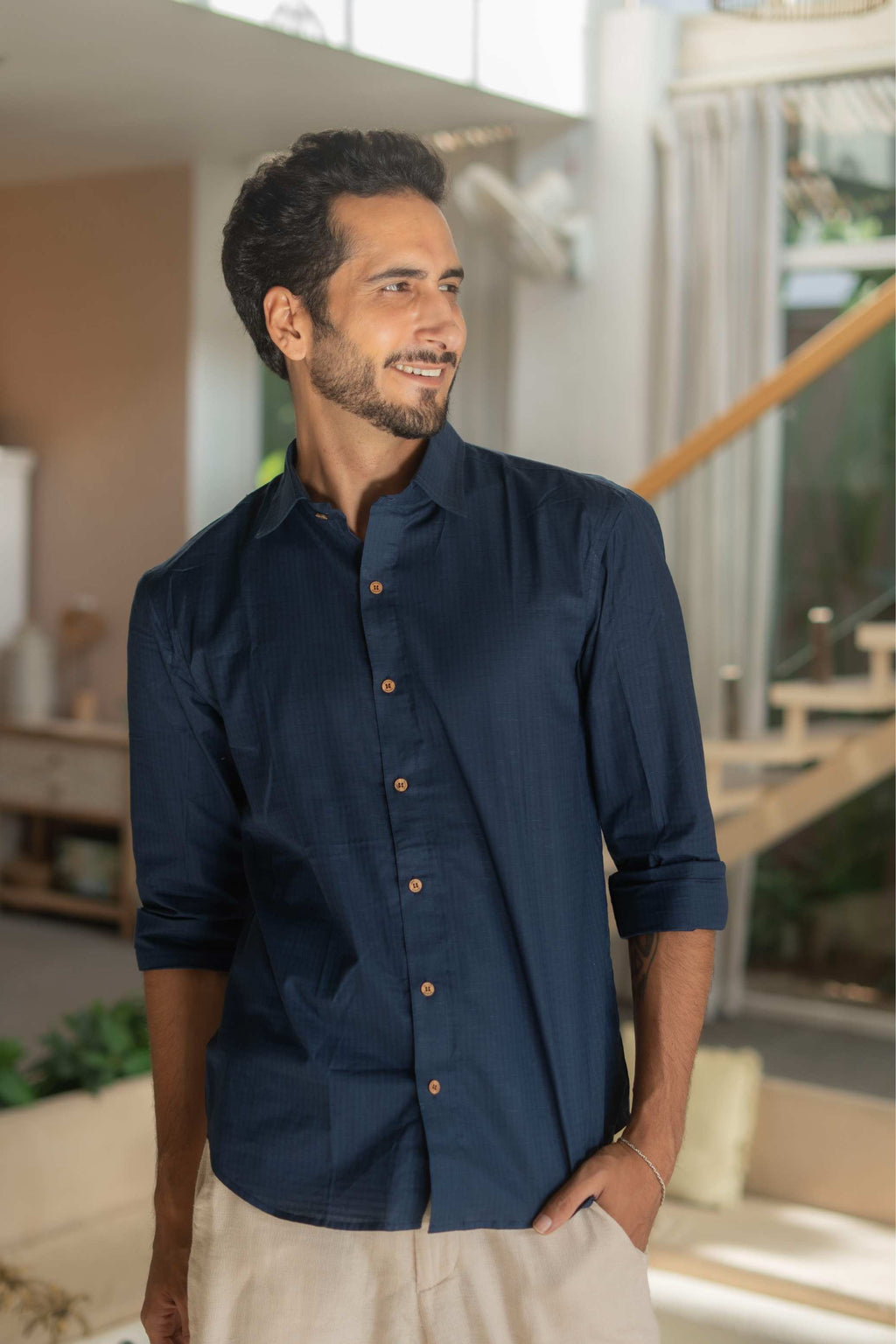 The Cosmic Blue Checkered Full Sleeve Shirt