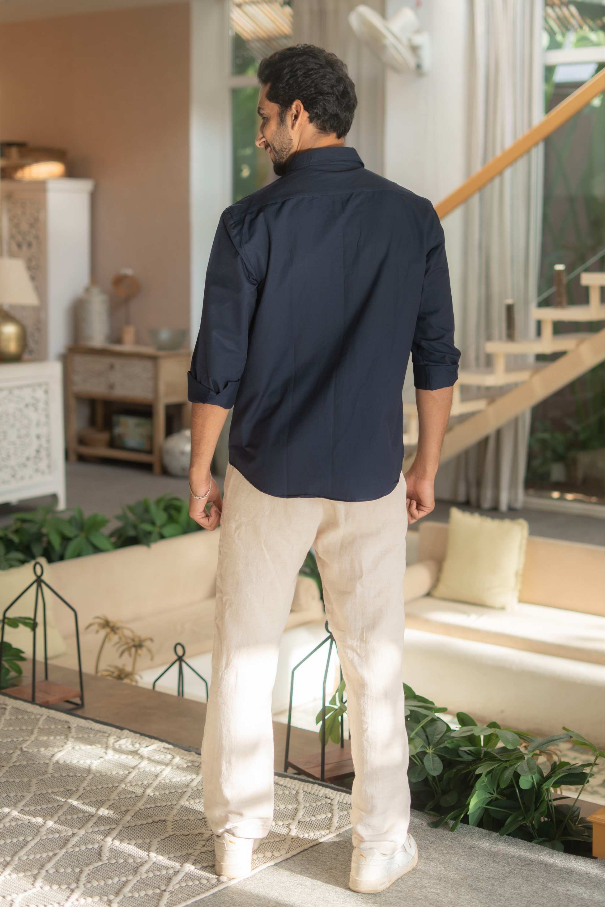 The Classic Navy Striped Stretchable Full Sleeves Shirt
