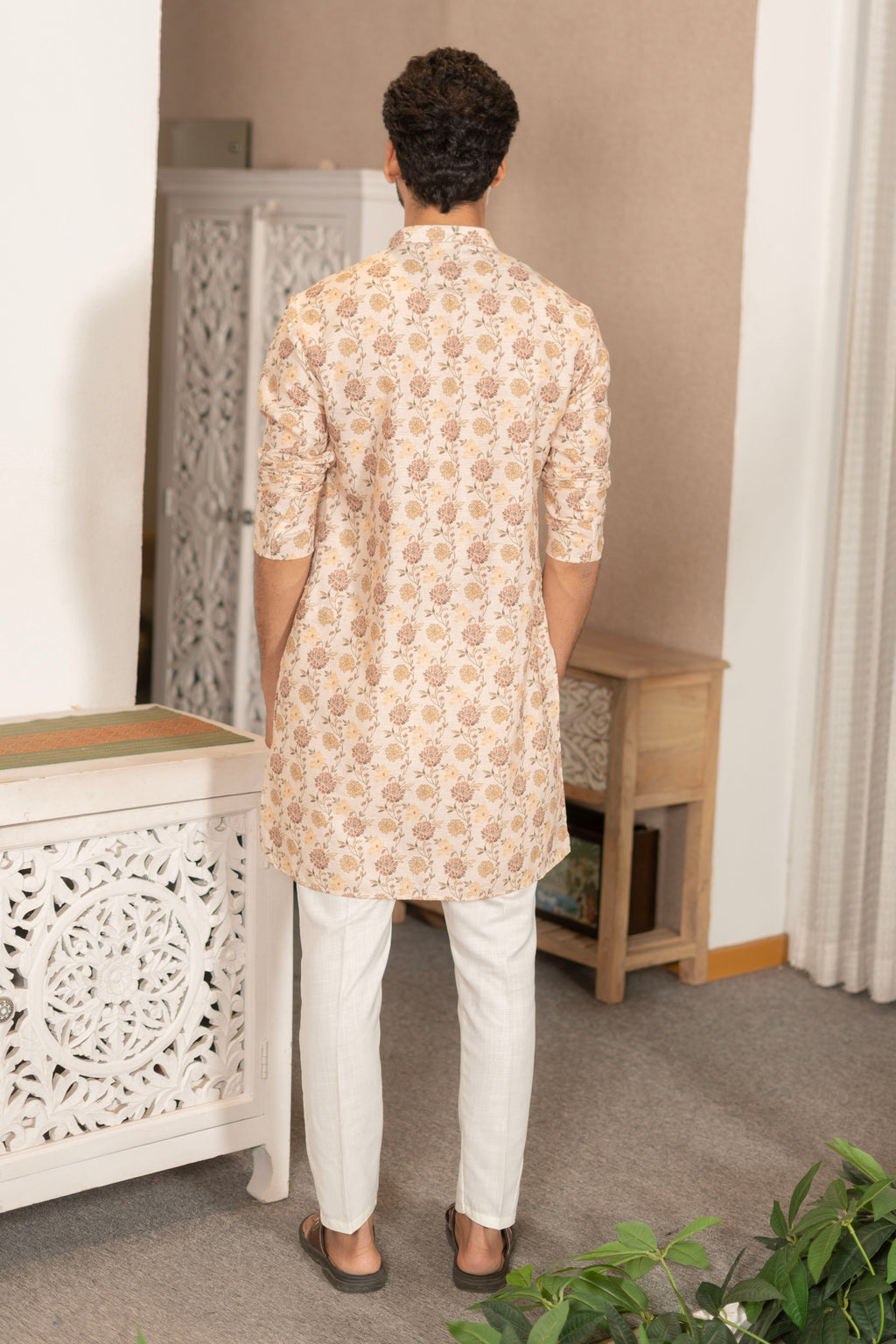 The Summer Garden Linen Blend Long Kurta