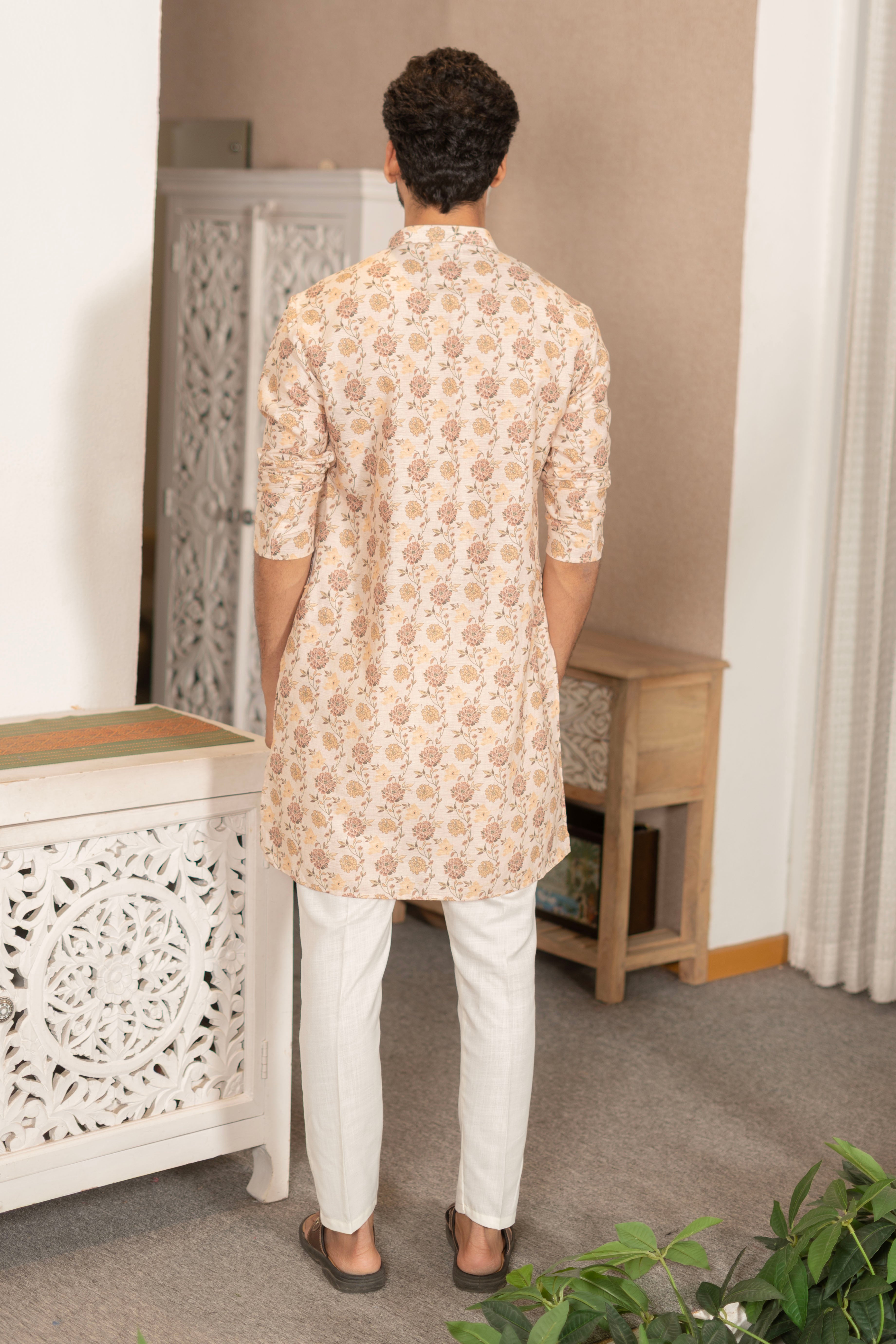 The Summer Garden Linen Blend Long Kurta