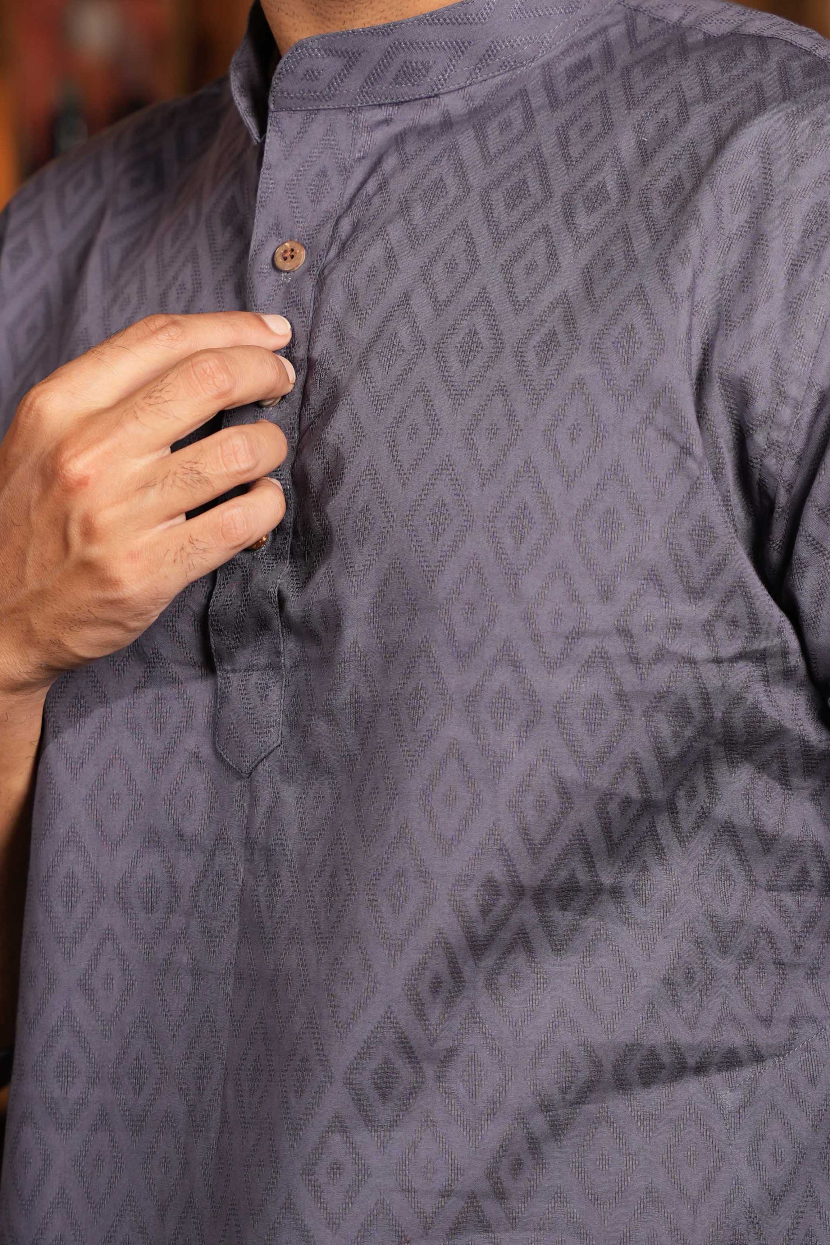 The Matte Purple Geometric Long Kurta